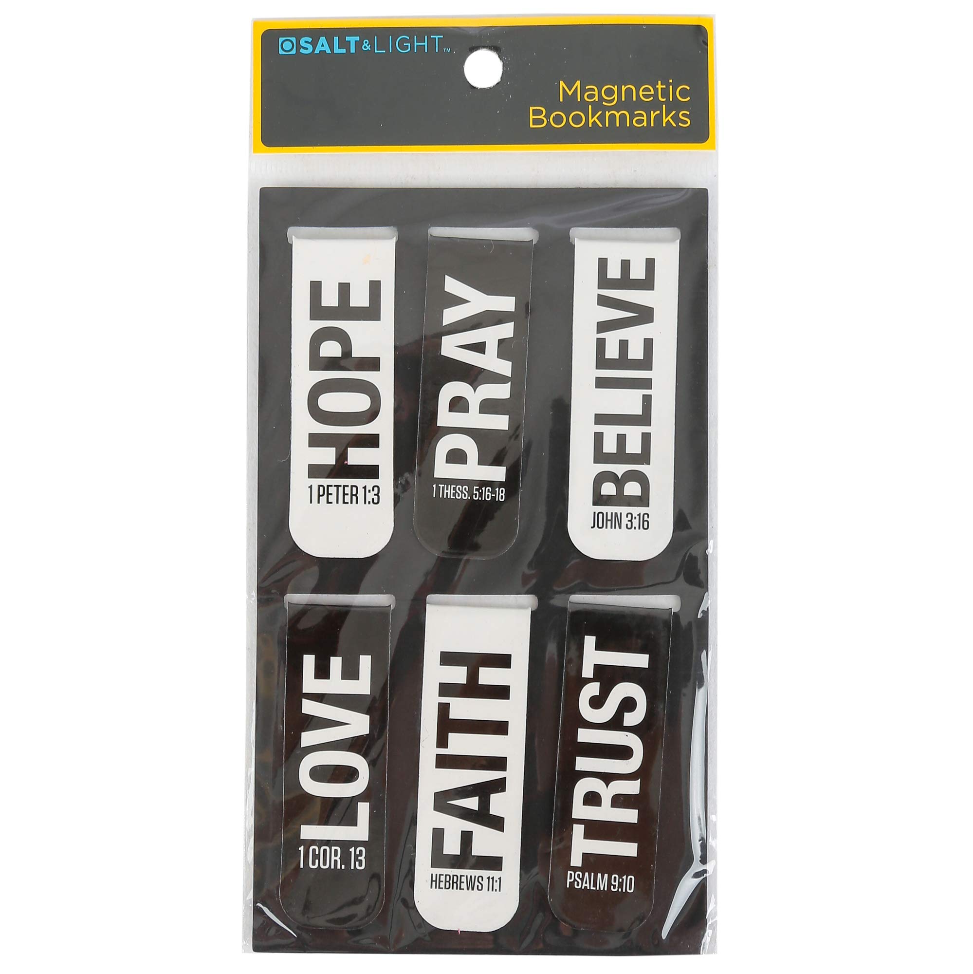 Salt & Light Magnetic Bookmarks - Set of 6 Black & White Inspirational Book Markers for Bible Study, Reading & Gift Giving