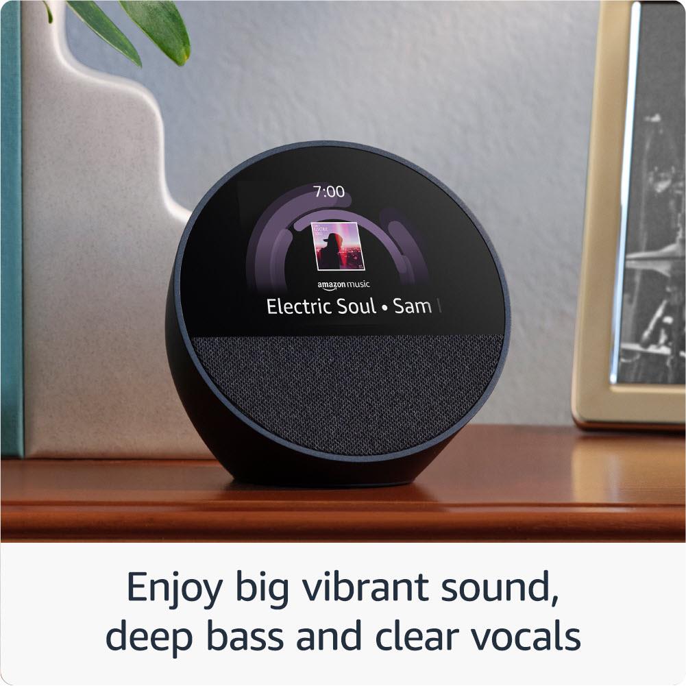 Amazon Echo Spot (White) - Smart Alarm Clock with Alexa, 2.5