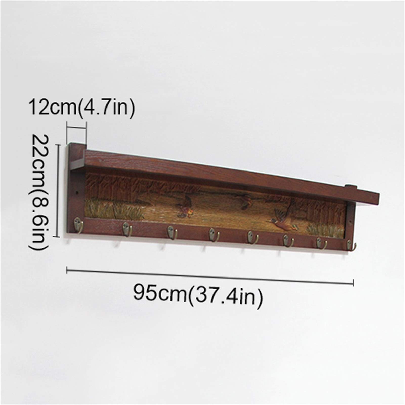Vintage Wall-Mounted Coat Rack with Shelves - Antique Wooden Hooks for Jackets, Hats & Scarves - Space Saving Entryway, Hallway & Bedroom Storage Solution (Brown)