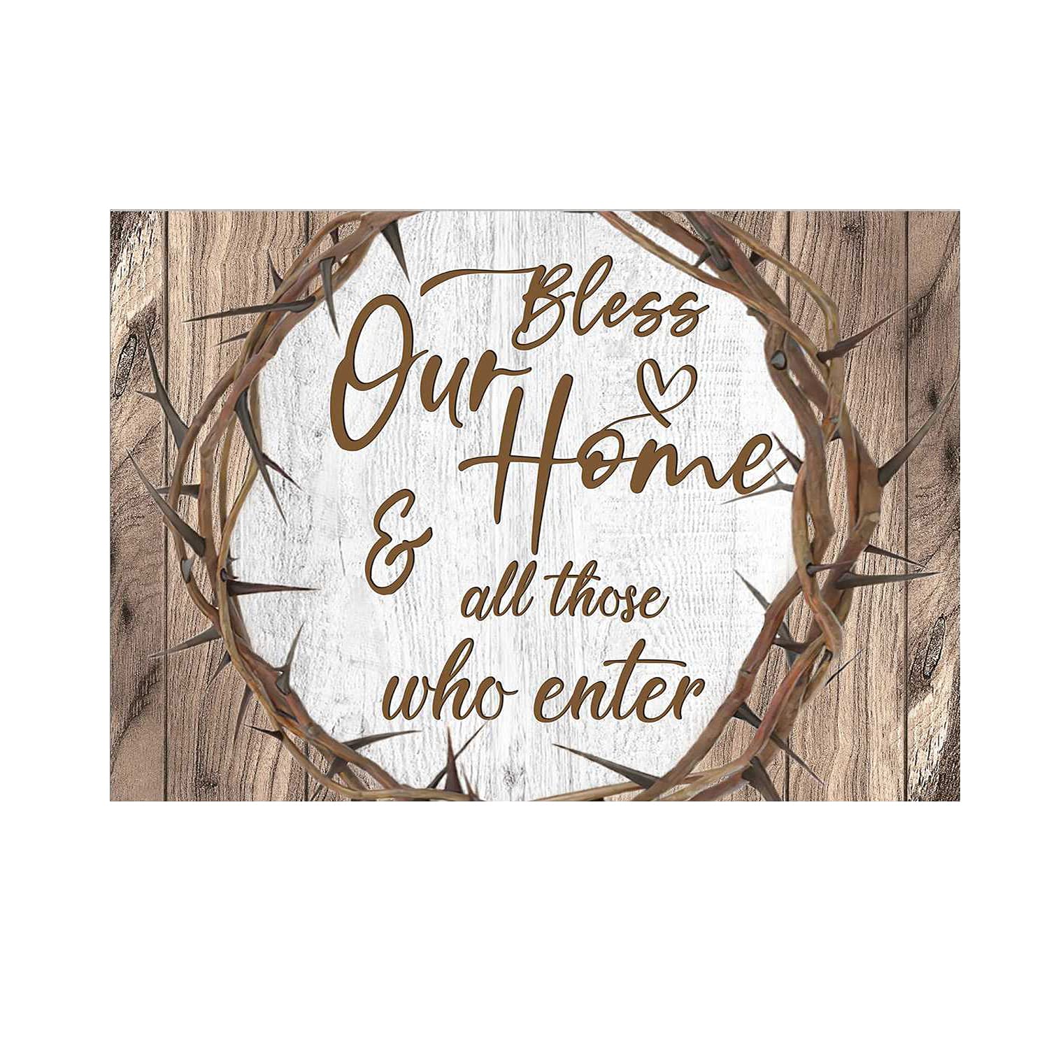 Jesus Crown Vintage Wall Art - 'Bless Our Home & All Who Enter' Inspirational Poster for Christian Home Decor | Perfect for Living Room, Bedroom & Church