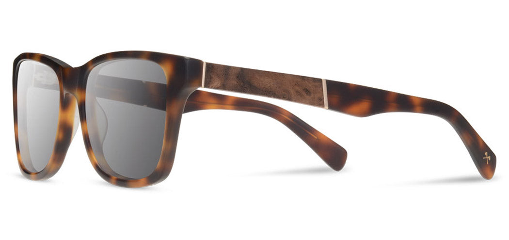 Shwood Canby XL Acetate Sunglasses - Matte Brindle/Elm Burl Frame with Grey Polarized Lenses | UV Protection for Outdoor Activities, Driving & Fashion