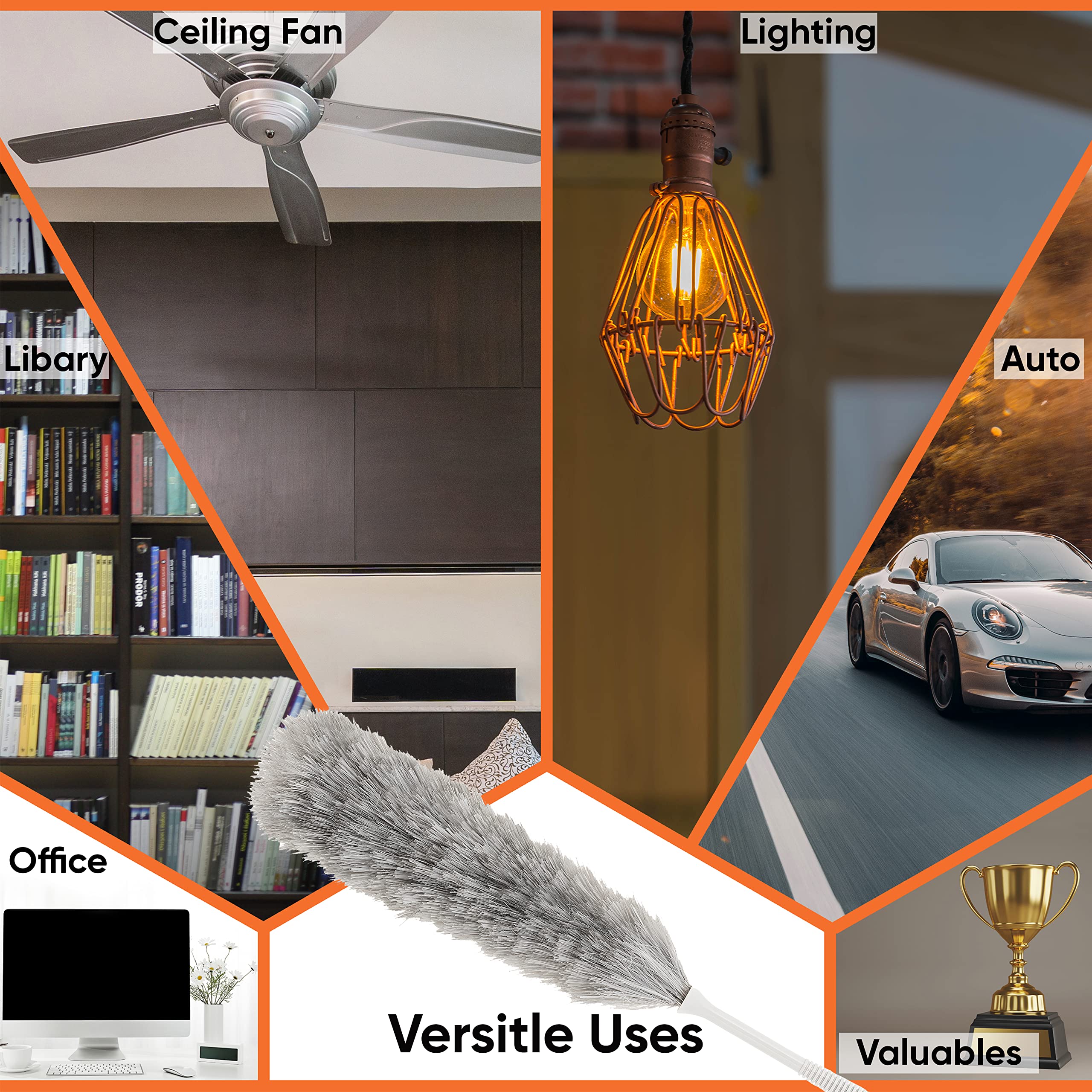 Superio Extendable Duster with Aluminum Handle for Home Cleaning - Dusting Ceilings & Fans