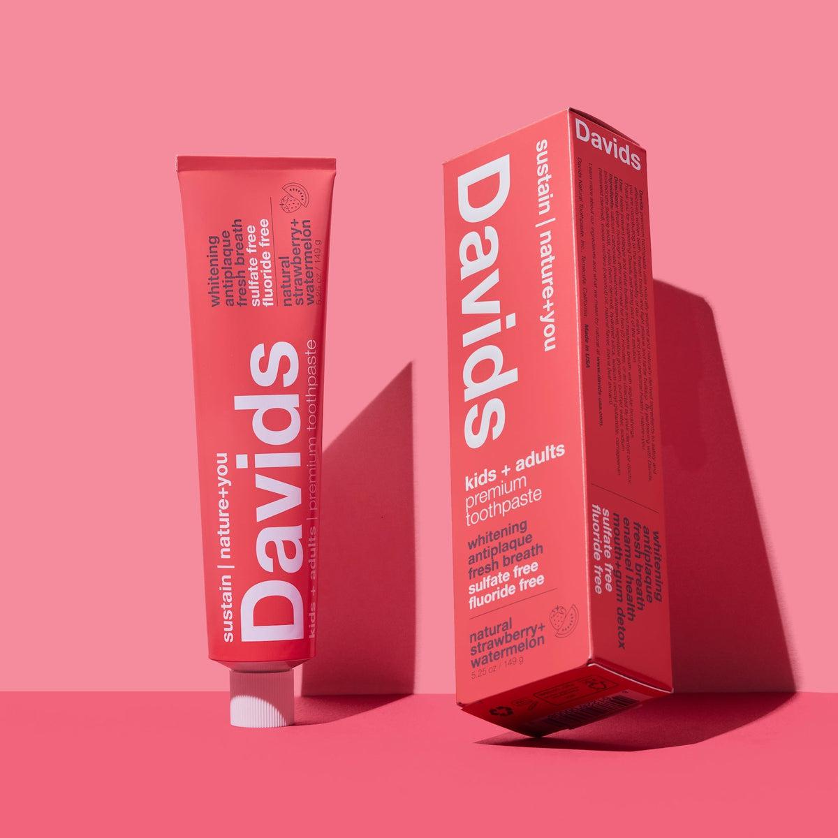 David's Kids & Adults Strawberry Watermelon Toothpaste - Fun & Tasty Fluoride Toothpaste for Children & Adults - Perfect for Family Oral Care & Fresh Breath
