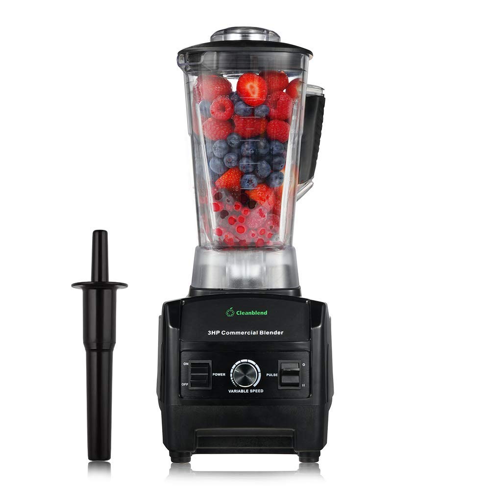 Cleanblend 1800W Commercial Blender - 3HP High-Performance Countertop Blender with 64oz Jar & Stainless Steel Blades | 5-Year Warranty | Perfect for Smoothies, Juices, Soups & Professional Kitchen Use