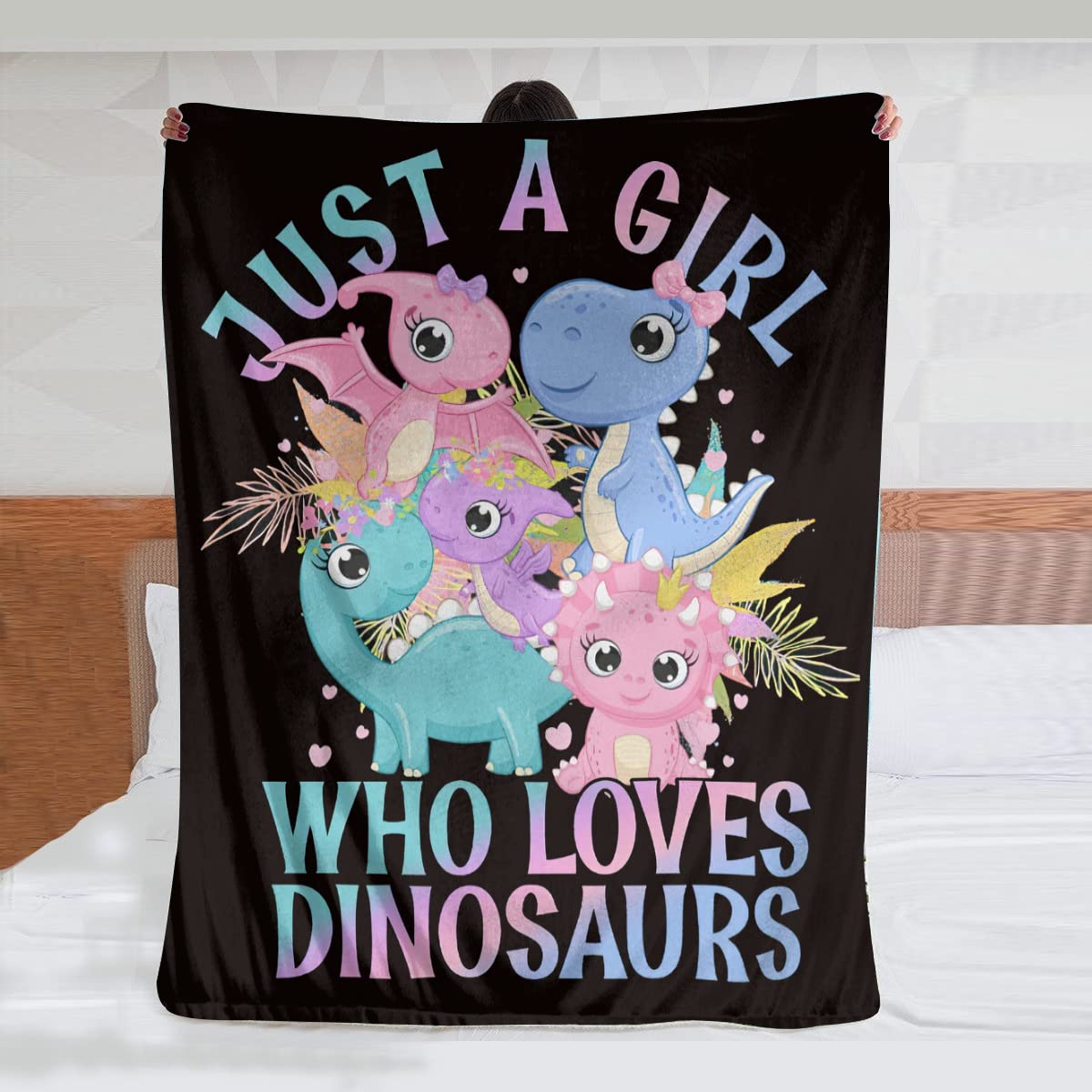 Dinosaur Lovers Fleece Blanket - Super Soft Plush Flannel Throw Blanket 60x80 Inches | Cute Dino Decor for Girls, Women & Kids | Perfect for Winter Bedding, Sofa & Gift Giving