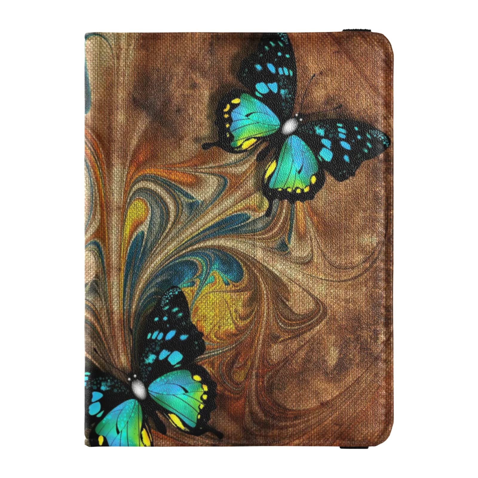 Vintage Butterfly Green PU Leather Passport Holder & Wallet Combo - RFID Blocking ID Badge Vaccine Card Protector for Women & Men - Perfect for Travel, Business Trips, and Everyday Use