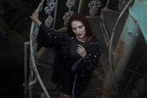 Dark Galaxy Halloween Kimono Jacket - Asian Japanese Korean Fashion Robe with Constellation Print | Perfect for Cosplay, Halloween Costumes, and Themed Parties