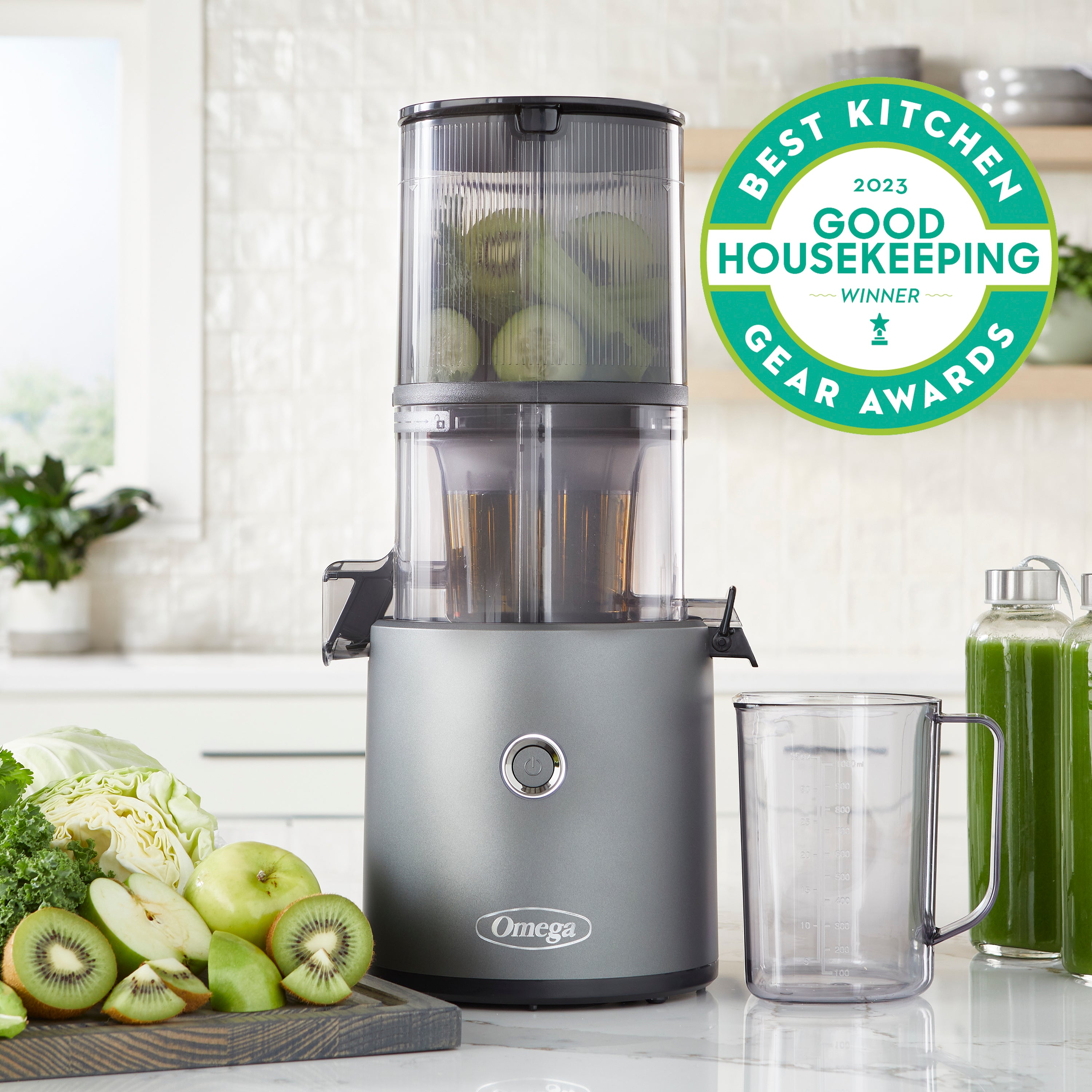 Omega Effortless™ Batch Juicer (JC2022) - Cold Press Slow Masticating Juicer for Fruits & Vegetables - Perfect for Healthy Juicing at Home, Gym & Office