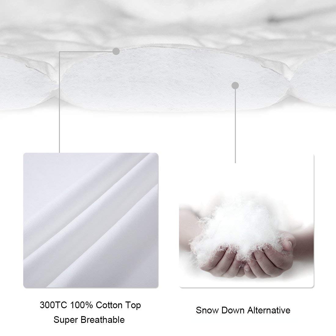 LEISURE TOWN Full Size Mattress Pad - Soft Cotton Quilted Fitted Mattress Topper with 8-21 Inch Deep Pocket | Breathable Fluffy Pillow Top & Cooling Mattress Protector in Grey | Perfect for Bedroom, Guest Room & Dorm Comfort