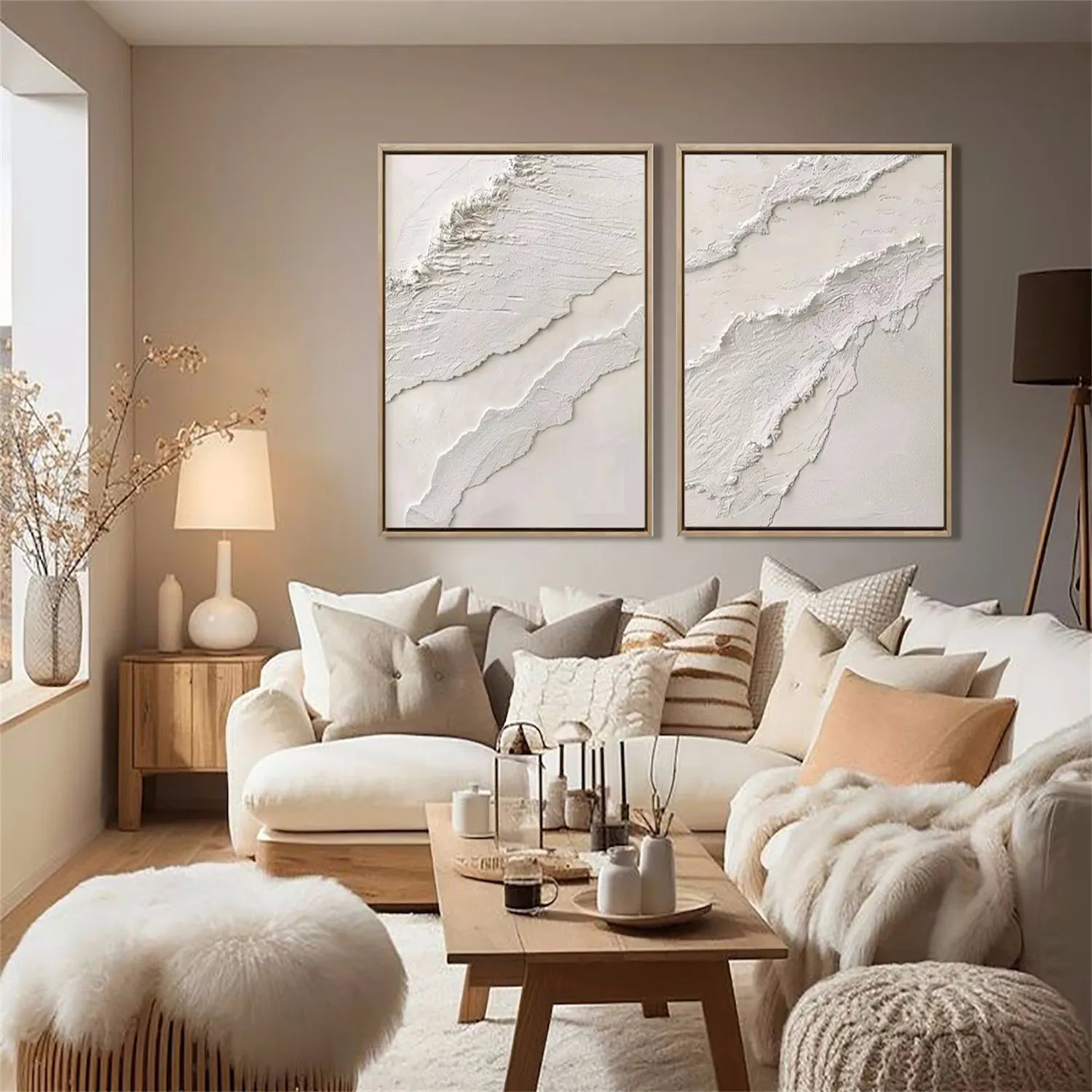 Minimalist Textured Plaster Art Paintings - Set of 2 Modern Abstract Wall Decor (#MM277) | Perfect for Living Room, Bedroom & Office Decor
