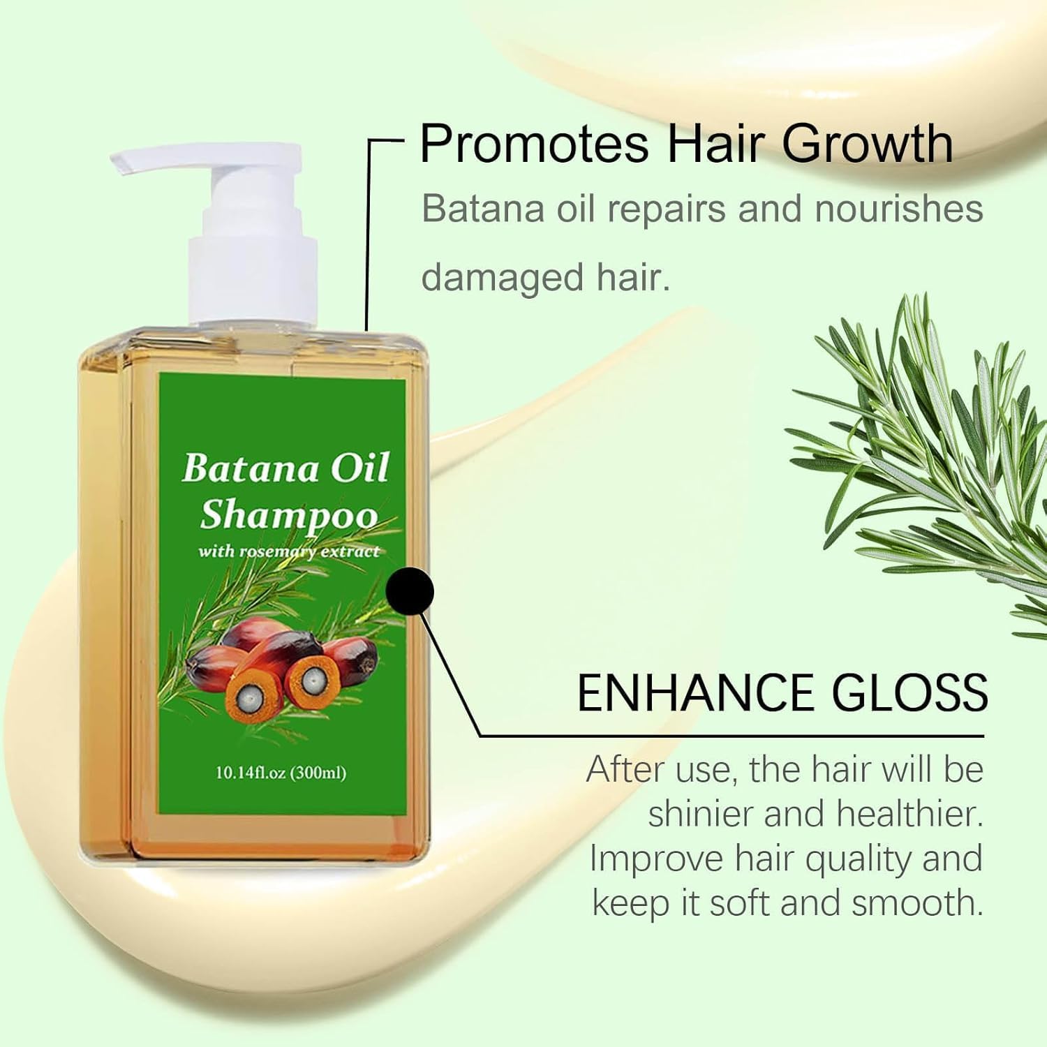 Batana Oil Shampoo for Hair Loss - 300ml Natural Hair Growth Shampoo with Batana Oil (2 Pack) - Strengthens & Nourishes Hair for Men & Women - Perfect for Thinning Hair & Scalp Care