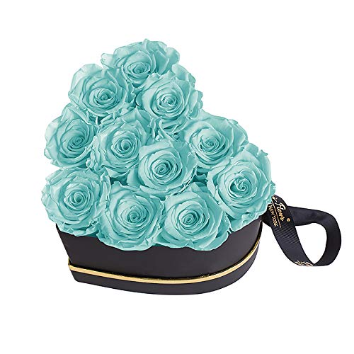 Luxury Long Lasting Preserved Roses in Gift Box - Grand Heart Blue Roses for Anniversary, Valentine's Day & Home Decor