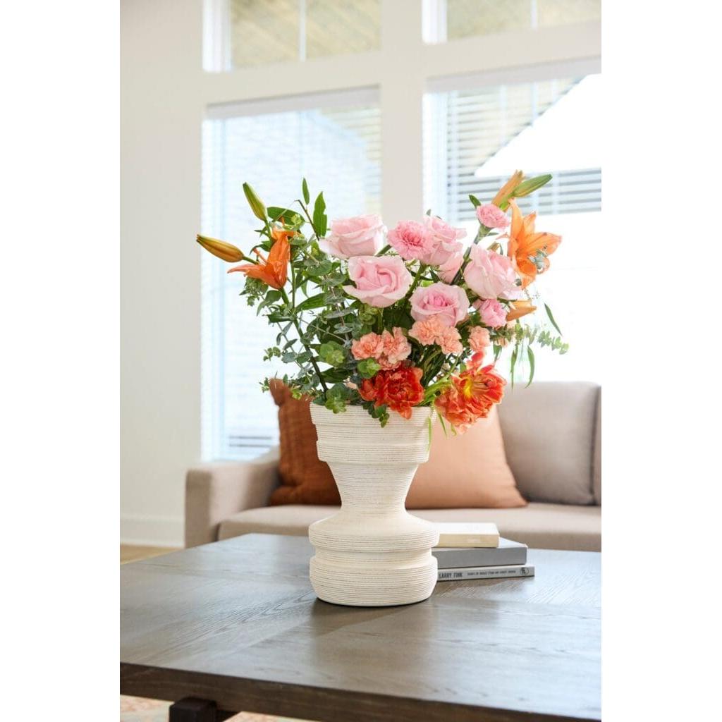Cyan Design 11559 Taras Vase - White Small Ceramic Home Decor for Living Room, Dining Table & Wedding Centerpieces