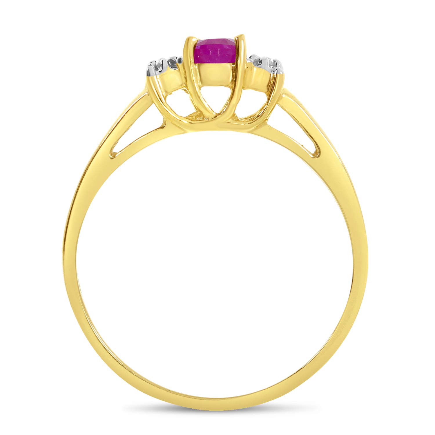 10K Yellow Gold Round Ruby and Diamond Ring for Women - Elegant Bridal, Engagement, Anniversary Gift - Perfect for Weddings, Parties, and Special Occasions