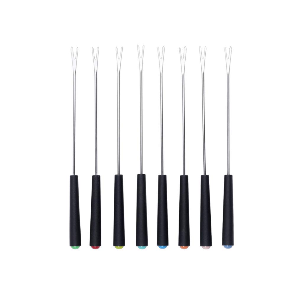 FRCOLOR 8-Piece Stainless Steel Fondue Forks Set - Chocolate, Cheese, Marshmallow, Meat & Dessert Forks - Perfect for Parties, Banquets, Camping & Family Gatherings