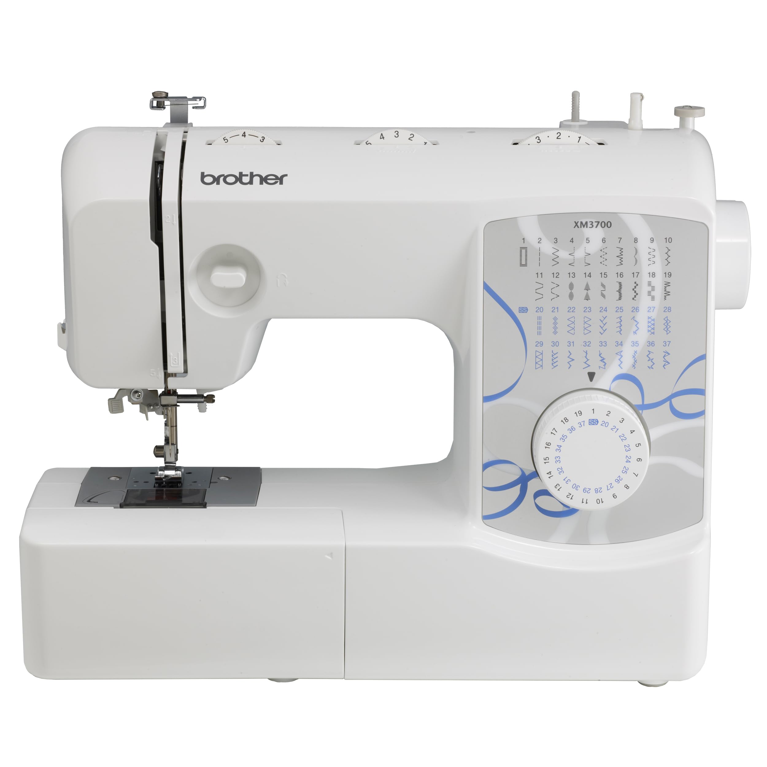 Brother XM3700 Sewing Machine - 37 Built-in Stitches, 5 Sewing Feet Included, Compact Size (17.5
