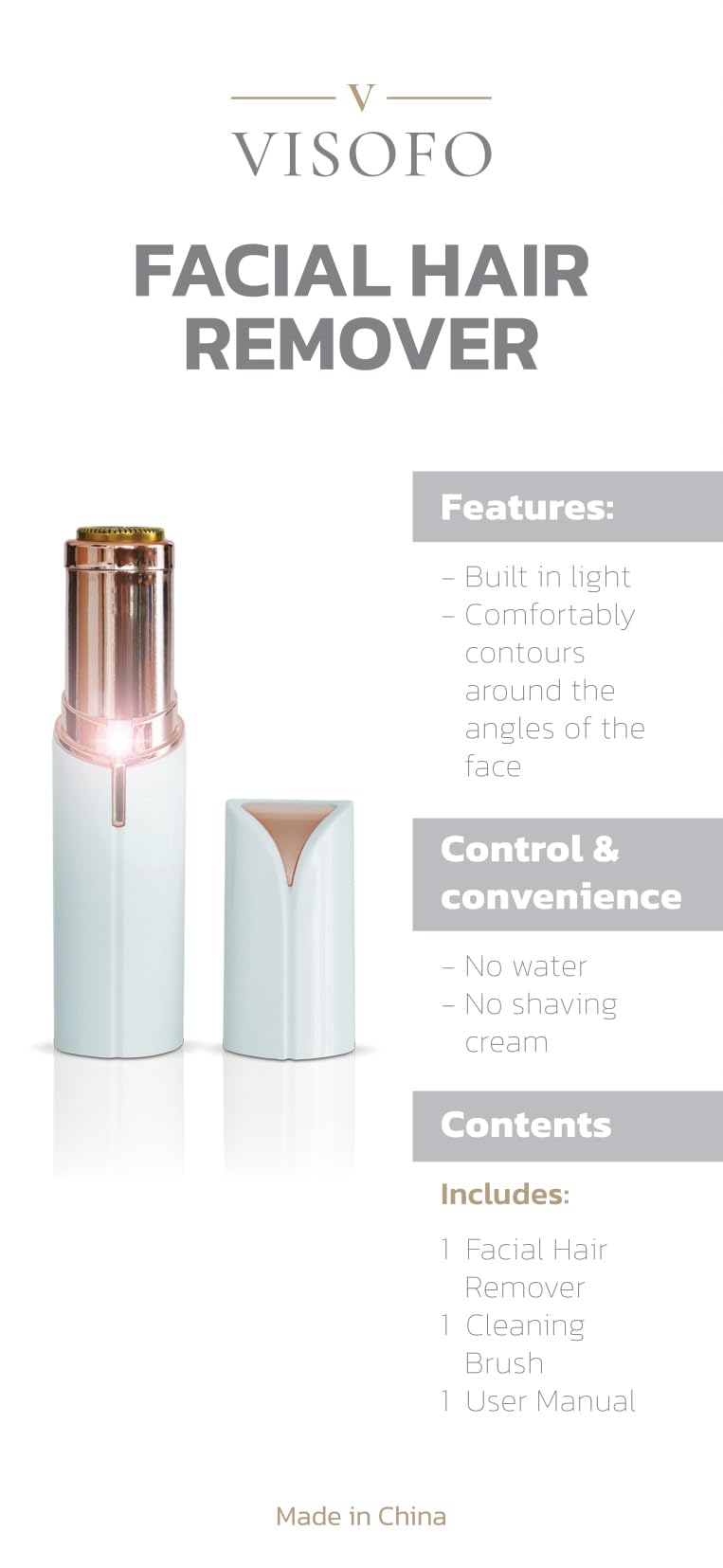 VISOFO Electric Facial Hair Remover for Women - Painless Dermaplaning Tool, Epilator & Trimmer for Upper Lip, Chin & Face | Smooth Skin Beauty Gadget | Perfect for Home Spa, Travel & Daily Skincare Routine (Coral)