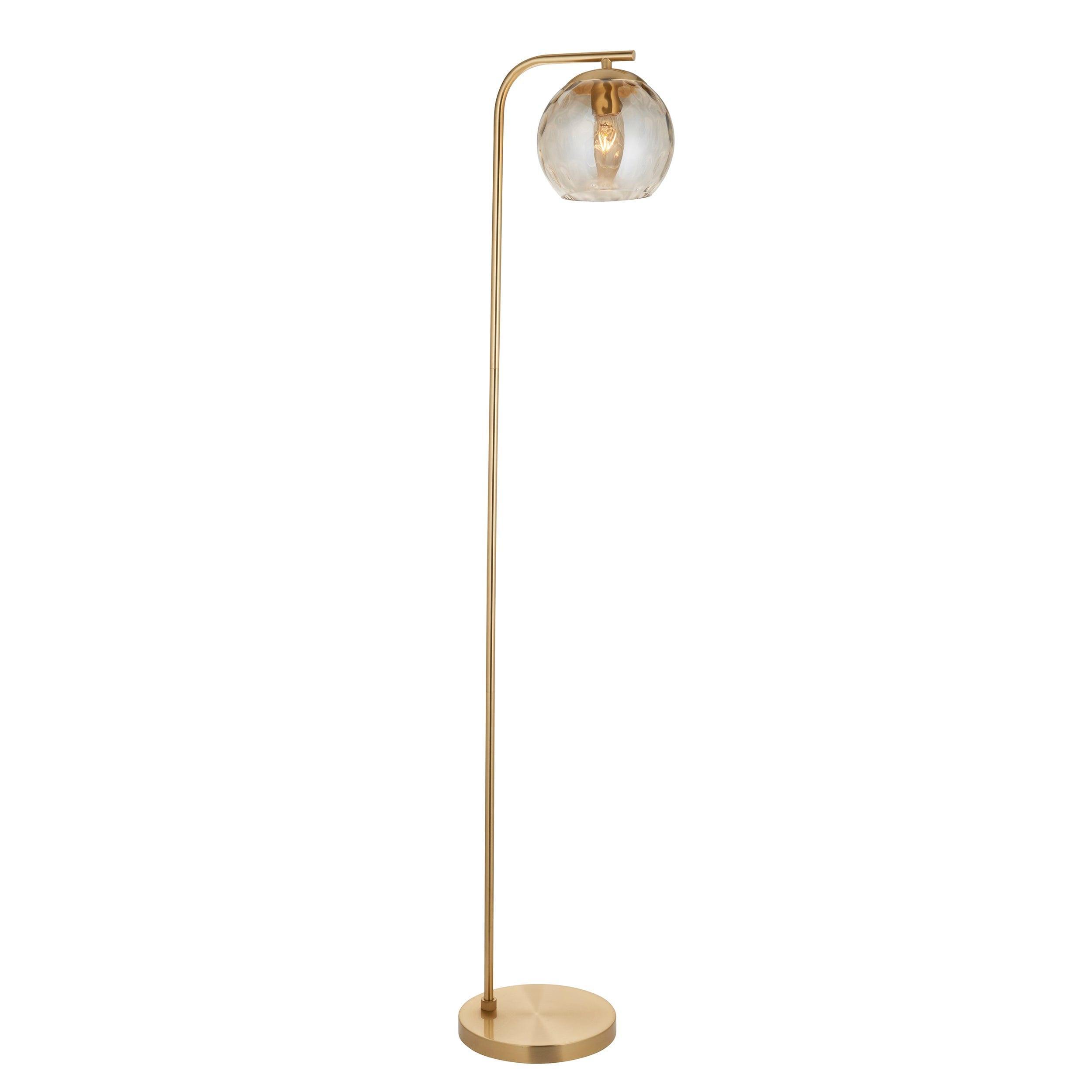 Modern Brass Floor Lamp with Dimple Design - Elegant Lighting for Living Room, Bedroom & Office - Open Box