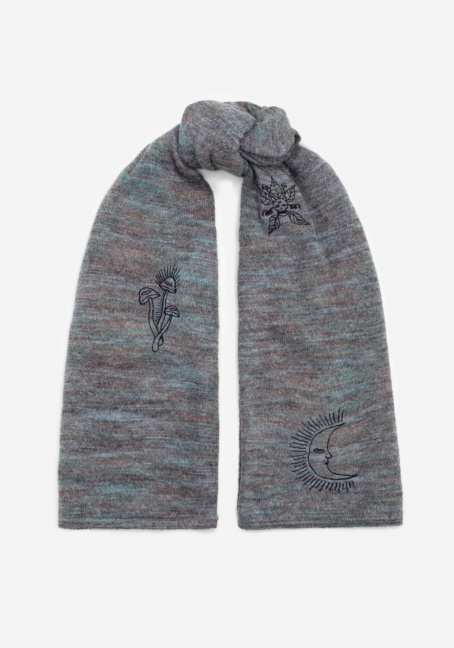 Mandragore Embroidered Knit Scarf - Soft Winter Fashion Accessory for Women - Perfect for Cold Weather, Office & Outdoor Activities