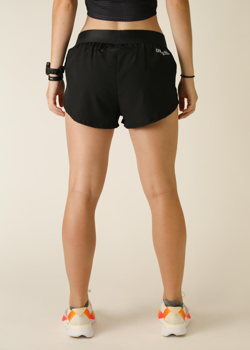 Women's Black 1.5 Inch Split Running Shorts - High Waist Athletic Shorts for Workout, Yoga & Gym - Comfortable Breathable Workout Shorts for Women