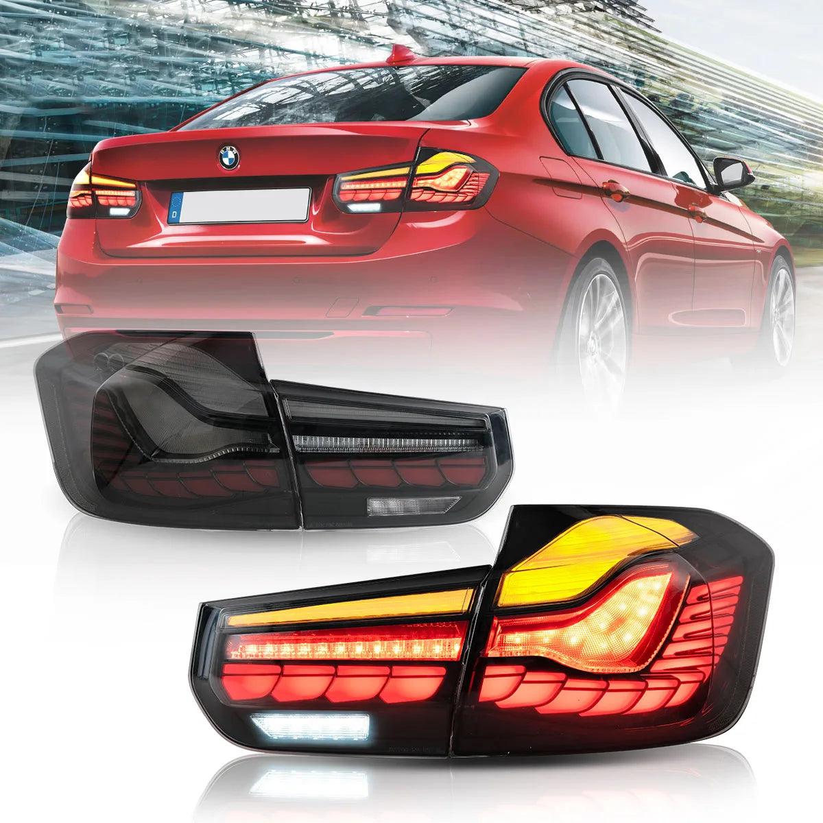 GTS Style LED Tail Lights Assembly with Dynamic Welcome Light for 2012-2019 BMW 3 Series 6th Gen (F30 F35 F80) - Upgrade Your BMW's Rear Lighting for Enhanced Style and Safety at Night