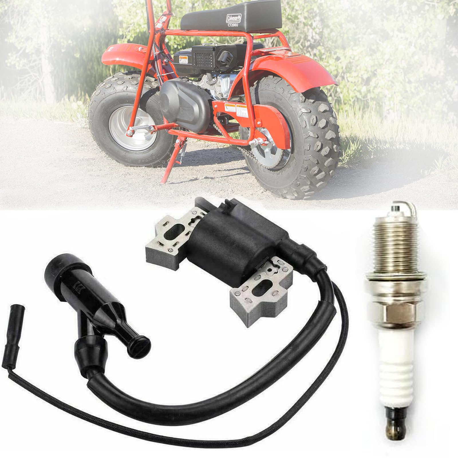 CT200U Mini Bike Ignition Coil with Spark Plug - Compatible with Coleman CT200U EX, Predator 212 212cc, 196cc, 224cc, GX160, GX200, 5.5-6.5 HP Clone Engines & Generators - Perfect for Mini Bikes, Go-Karts & Small Engine Repair