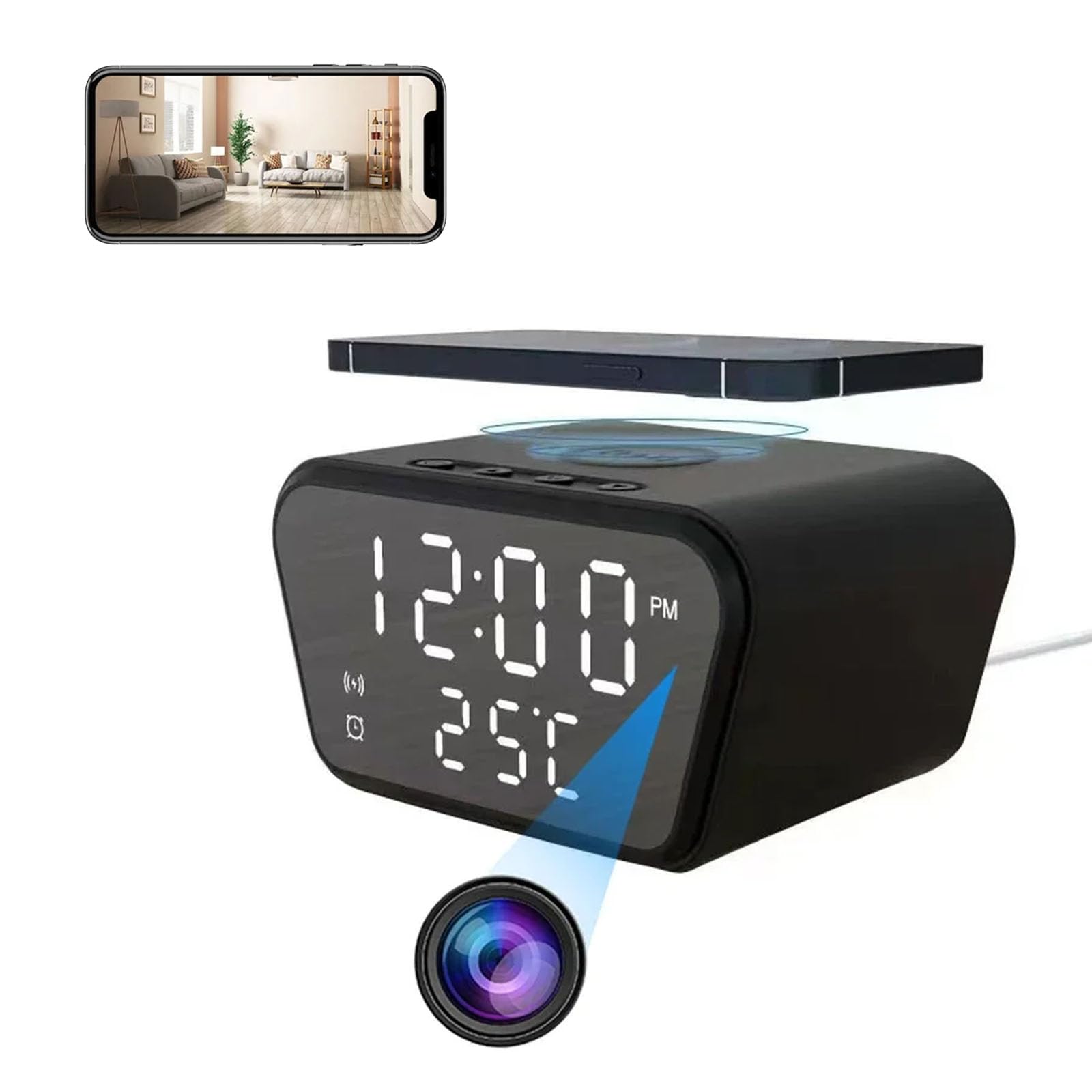 Smart LED Digital Alarm Clock with Temperature Monitoring, Wireless Charging, WiFi Remote Control & Motion Detection – Perfect for Home, Office, and Bedroom Use