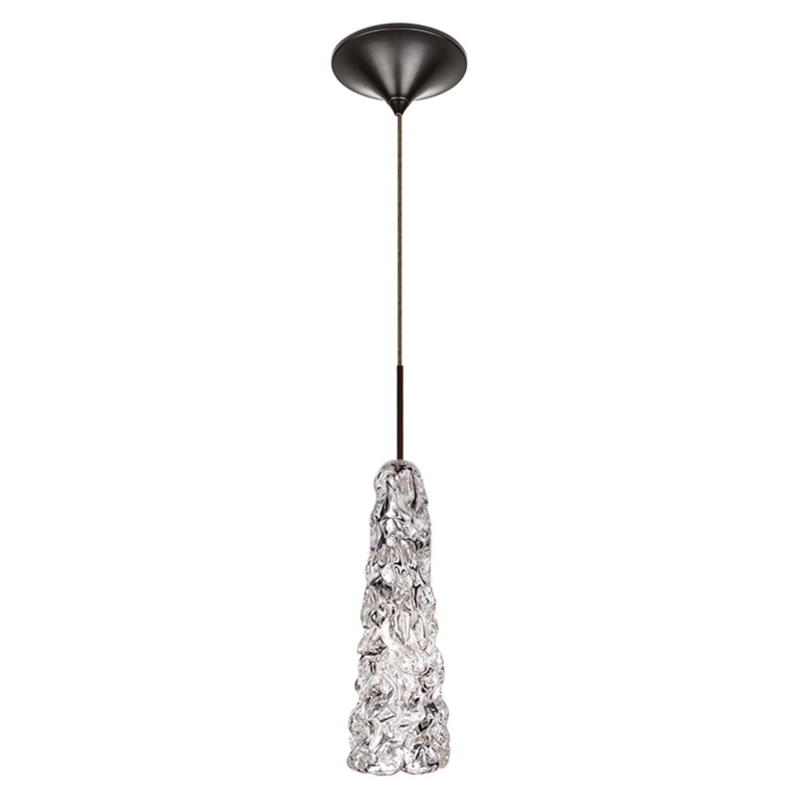 WAC Lighting MP-960-CL/BN Modern Clear Glass Ice Pendant Light Fixture with Brushed Nickel Canopy - Perfect for Kitchen Island, Dining Room, and Entryway Lighting