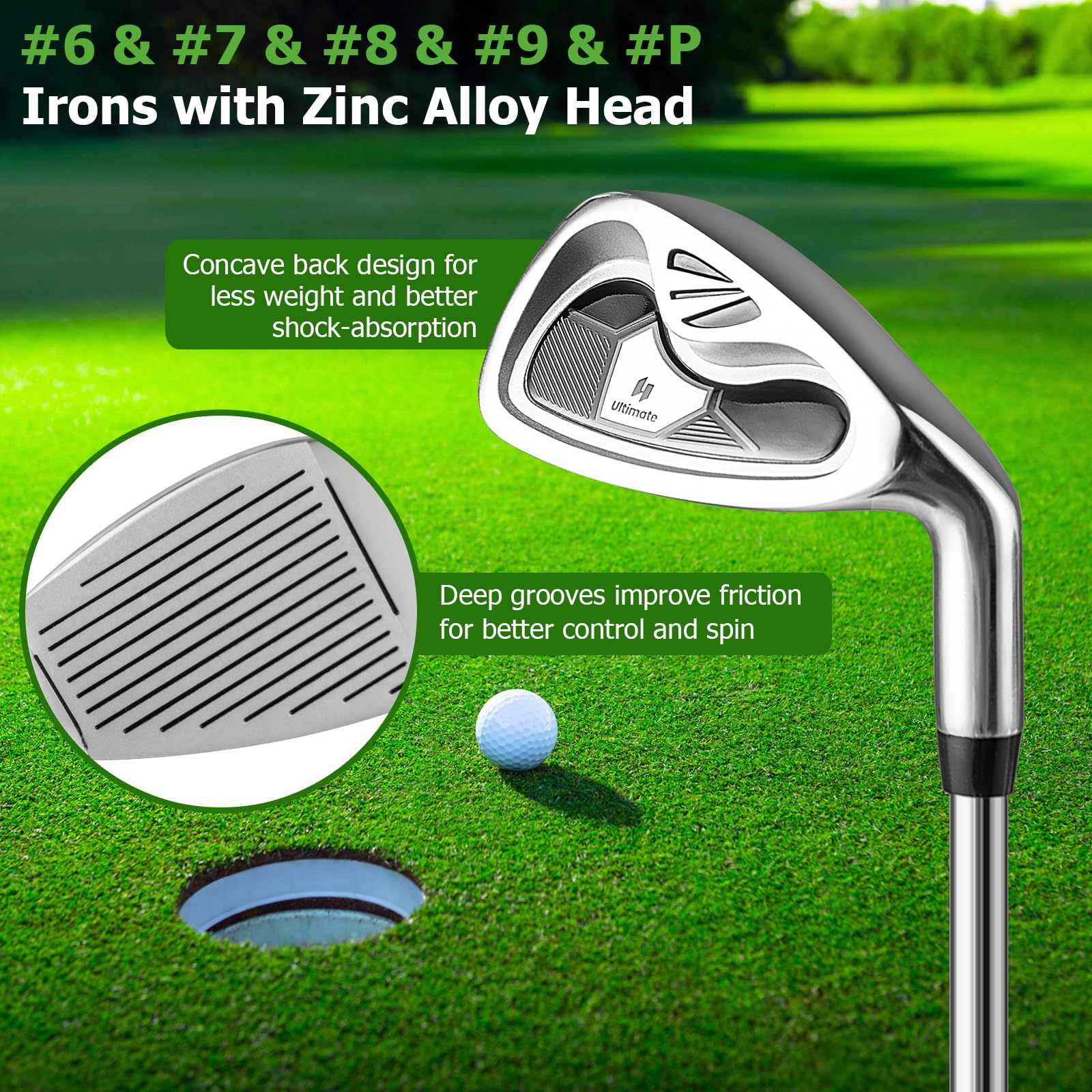 GYMAX Complete 12/14-Piece Right-Handed Golf Club Set for Men - Includes #1 Driver, #3 Fairway Wood, #4 Hybrid, 6-9 Irons, Pitching Wedge, Putter & Headcovers - Perfect for Beginners & Intermediate Golfers on the Course or Driving Range