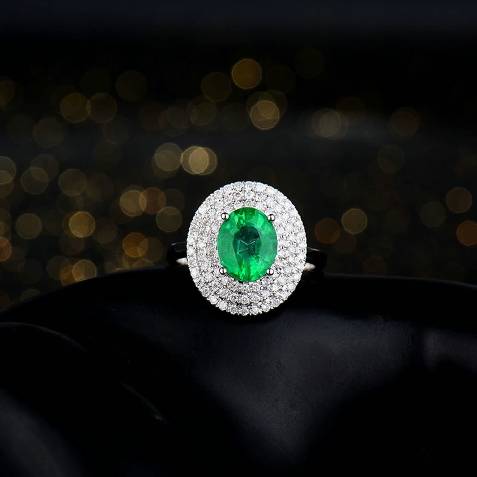18K White Gold Oval Lab-Created Emerald Wedding Ring for Women - 2ct Gemstone Fine Jewelry for Brides, Engagement & Anniversary Gifts