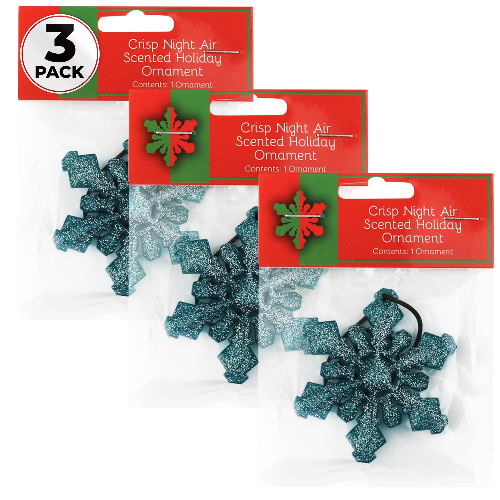Festive Holiday Ornaments with Long-Lasting Scent - Christmas Tree Decorations, Car Air Fresheners & Home Fragrance Accessories (3-Pack Snowflake Design, Crisp Night Air Scent) - Perfect for Christmas Trees, Car Mirrors & Gift Giving