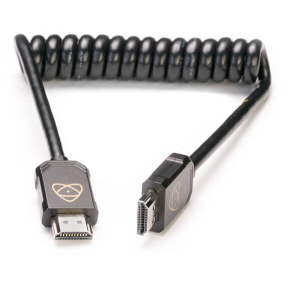 Atomos Coiled HDMI Full to HDMI Full Cable (40cm/80cm) - High-Speed 4K HDMI Cord for Gaming, Streaming & Home Theater Setup