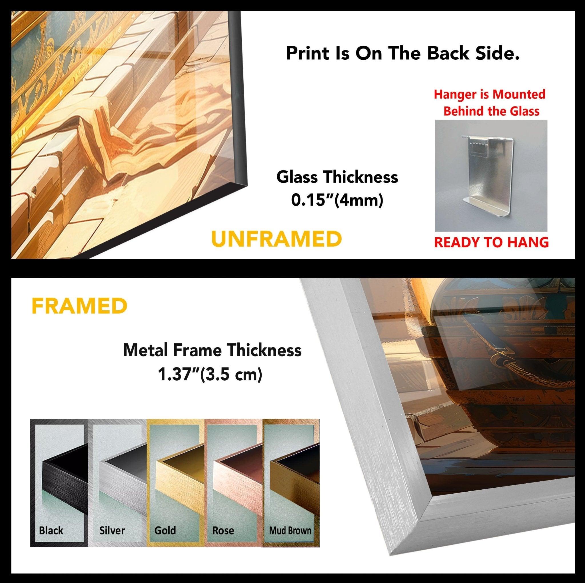 Ancient Pharaoh Tomb Glass Wall Art - Egyptian Pharaoh Decor for Home & Office - Perfect for Living Room, Bedroom, or Office Wall Decor
