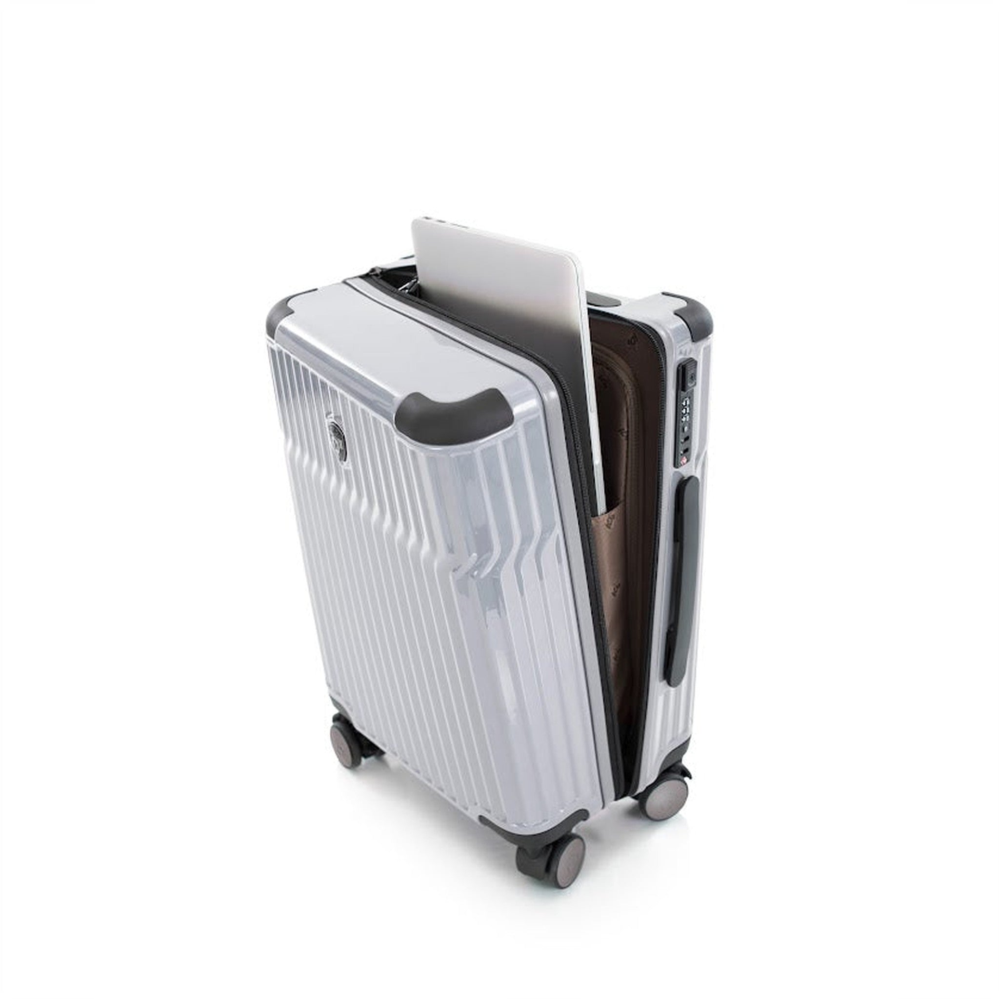 Heys Tekno 21 Spinner Luggage - Lightweight Expandable Carry-On Suitcase with 360° Spinner Wheels for Business Travel & Vacation | Perfect for Airplane, Train & Cruise Trips