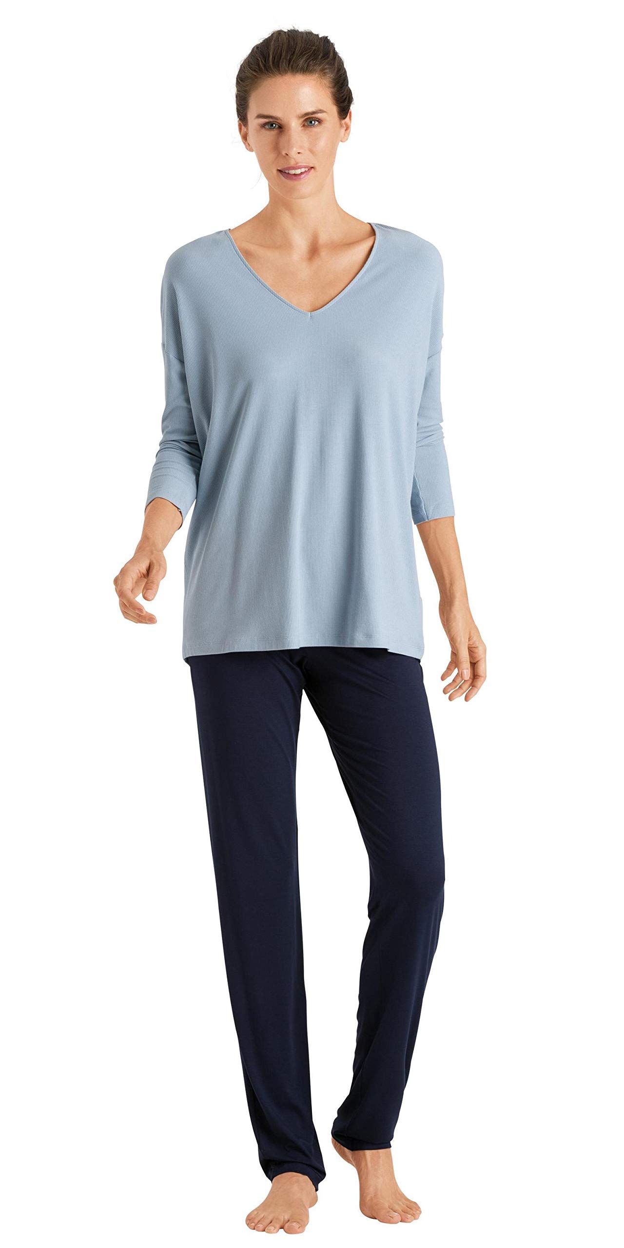HANRO Women's Essentials 3/4 Sleeve Shirt - Soft Cotton Blouse for Work & Casual Wear | Office Outfits, Weekend Style & Layering Essential