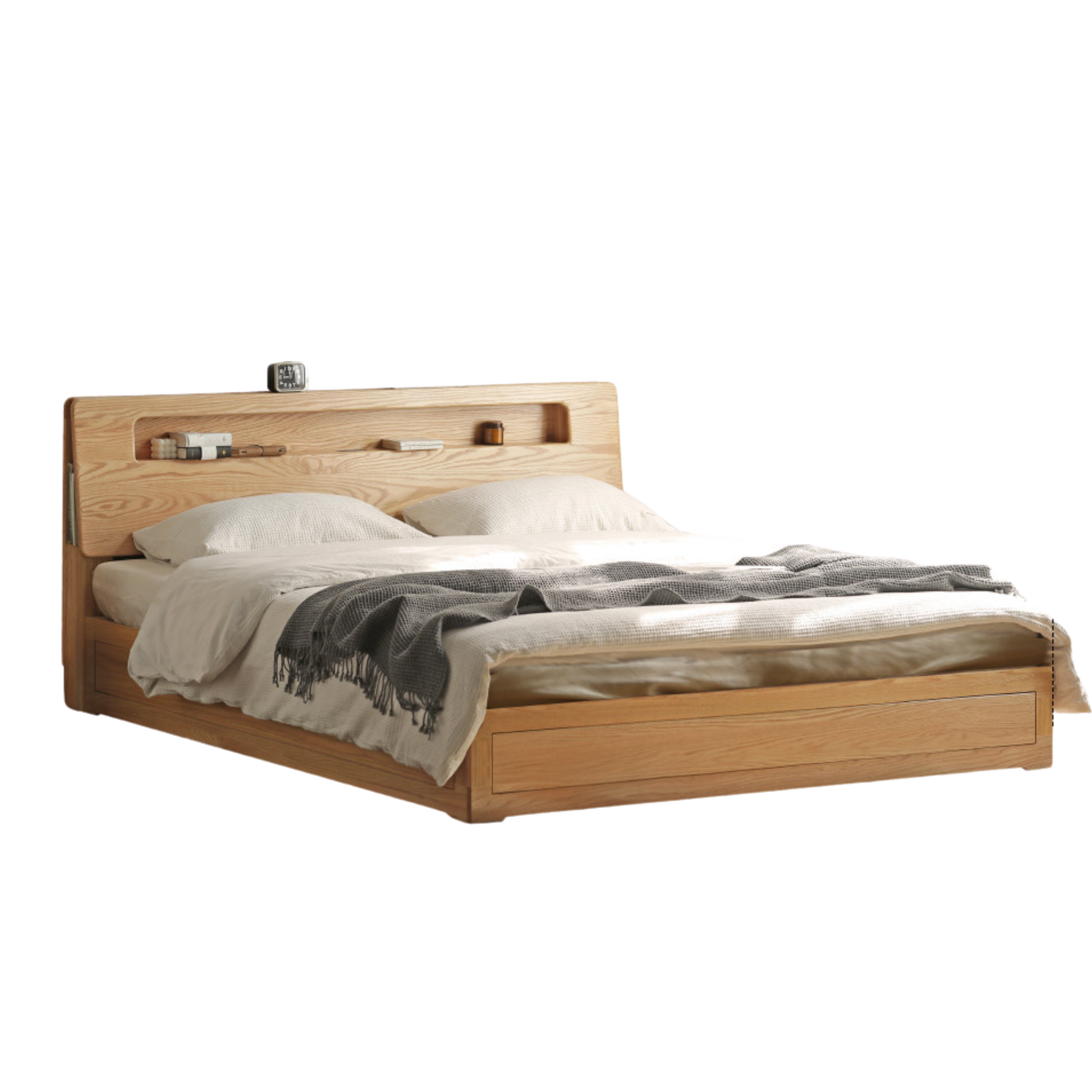 Premium Oak Solid Wood Luminous Box Bed - Durable Nightstand with Glow-in-the-Dark Features for Bedroom, Guest Room, and Kids Room Decor