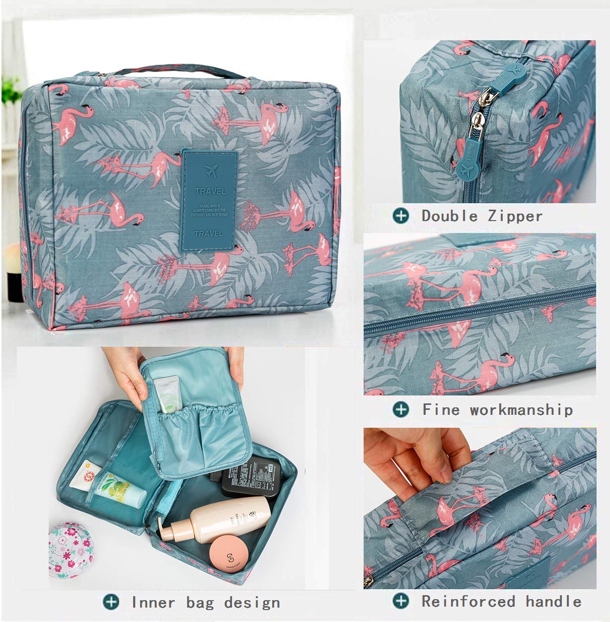 FastUnbox 17cm Travel Nylon Cosmetic Bag - Waterproof Makeup Organizer Pouch for Women | Perfect for Toiletry Storage, Travel Essentials & Daily Use