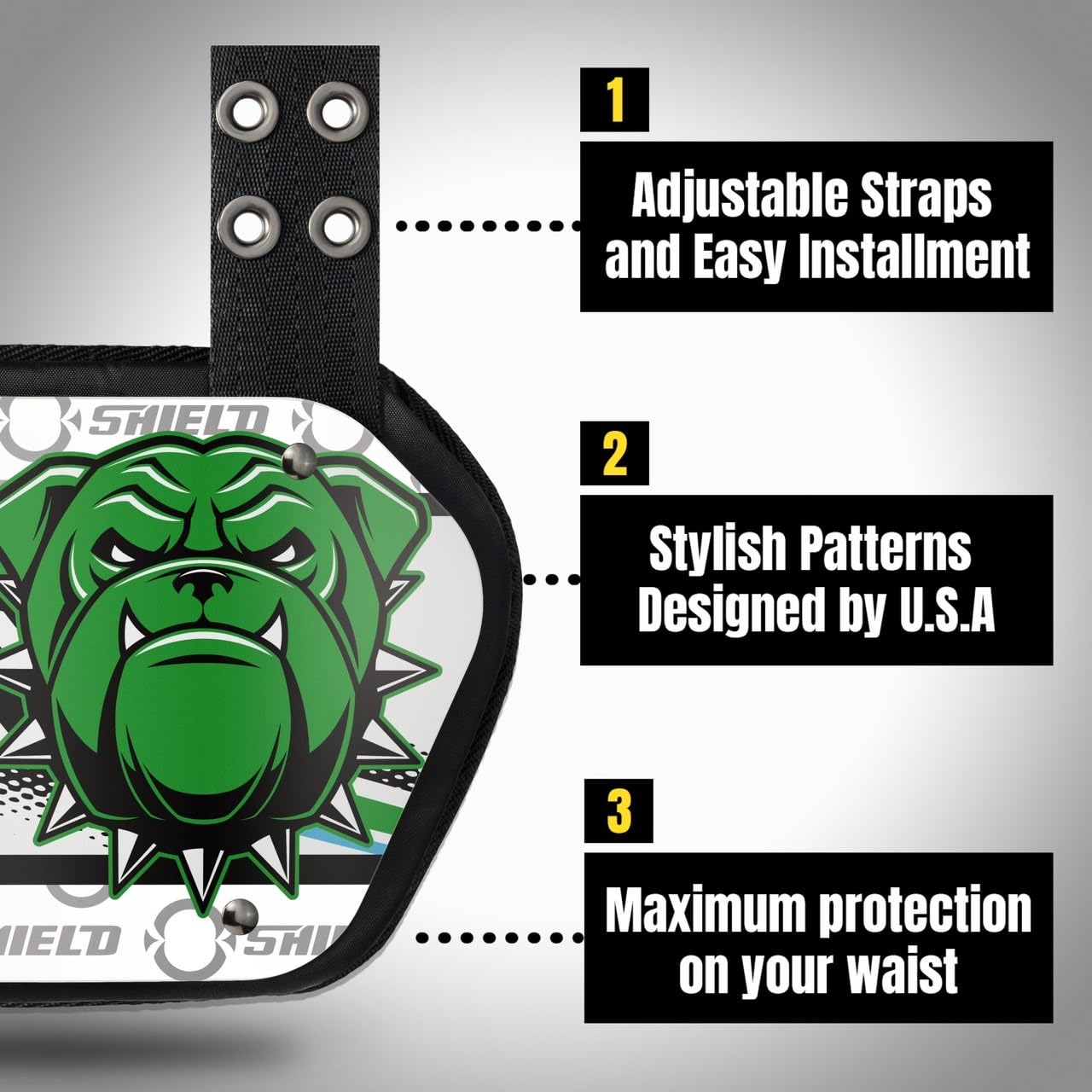 O Shield Danger Dog Football Back Plate - Protective Lower Back Pads for Football Players - Rear Impact Protector for Tackling & Contact Sports - Perfect for Youth & Adult Football Training & Games