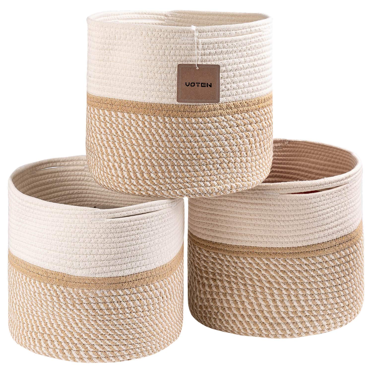 Voten 3-Pack Woven Cotton Storage Baskets - 11x11