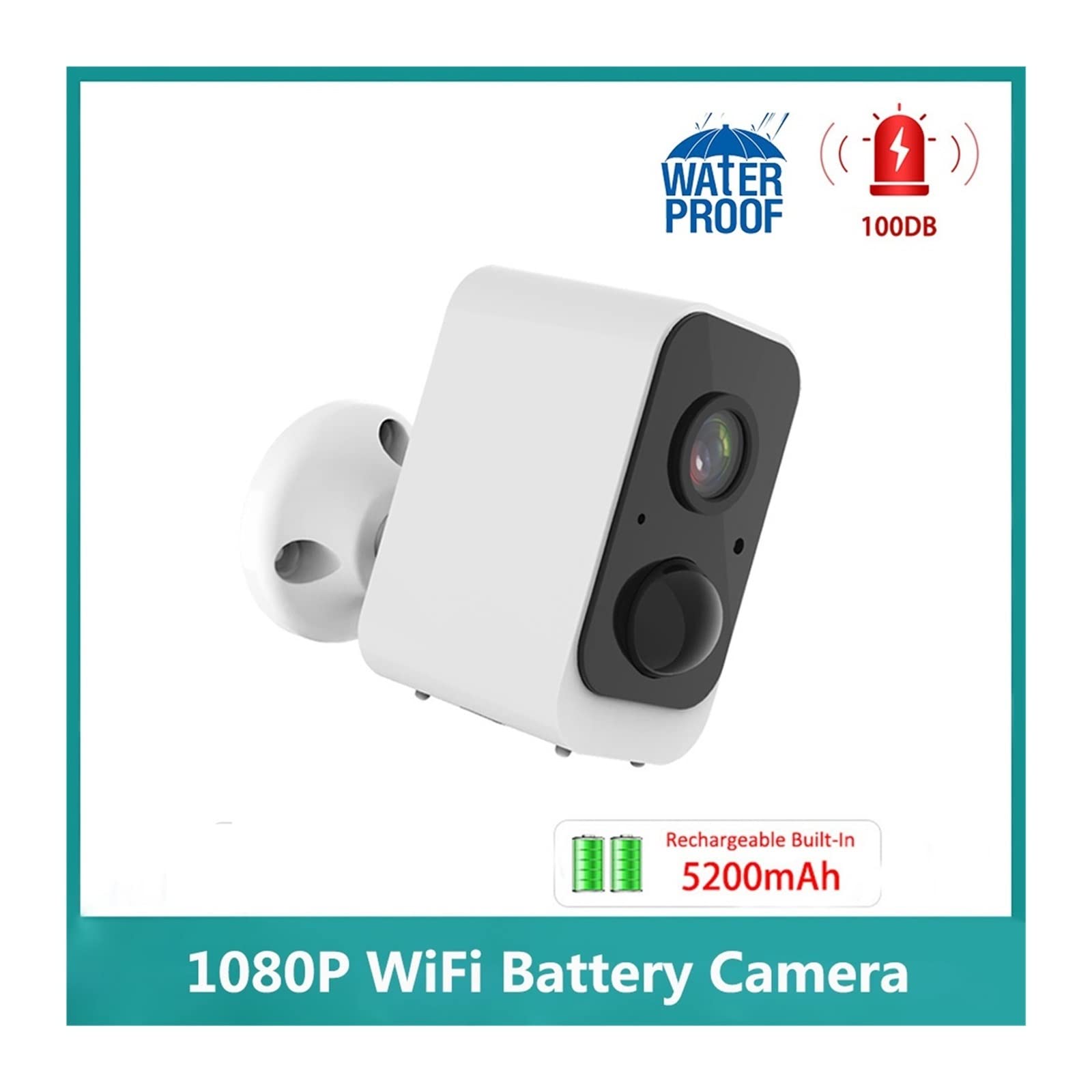 MZZYG Solar Security Camera Outdoor - Wireless WiFi 1080P HD, Rechargeable Battery, PIR Motion Detection with Siren Alarm - Weatherproof Surveillance for Home, Yard, Garage & Business Security
