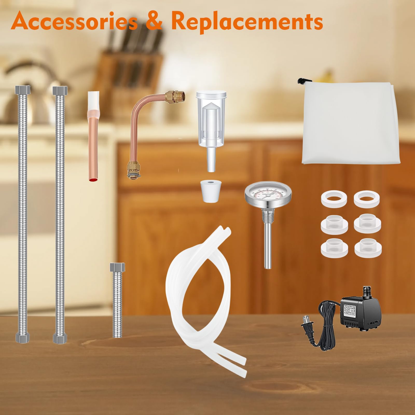 8 Gallon Alcohol Still Kit with 3 Pots, Copper Tube & Thumper Keg - Complete Distillery Set for Moonshine, Whiskey & Home Brewing - Includes Water Pump, Thermometer, Airlock & Brew Bag - Perfect for DIY Distilling, Craft Spirits & Home Brewing Enthusiasts