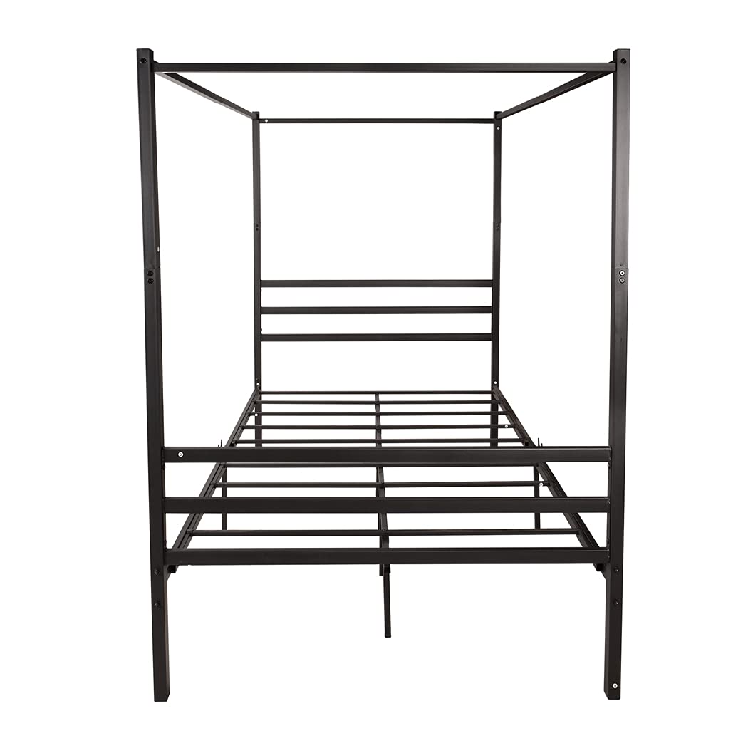 Yofishop 4-Post Queen Size Modern Metal Canopy Bed Frame with Headboard & Footboard - Sturdy Mattress Support System - Perfect for Master Bedroom, Guest Room or Luxury Bedroom Decor