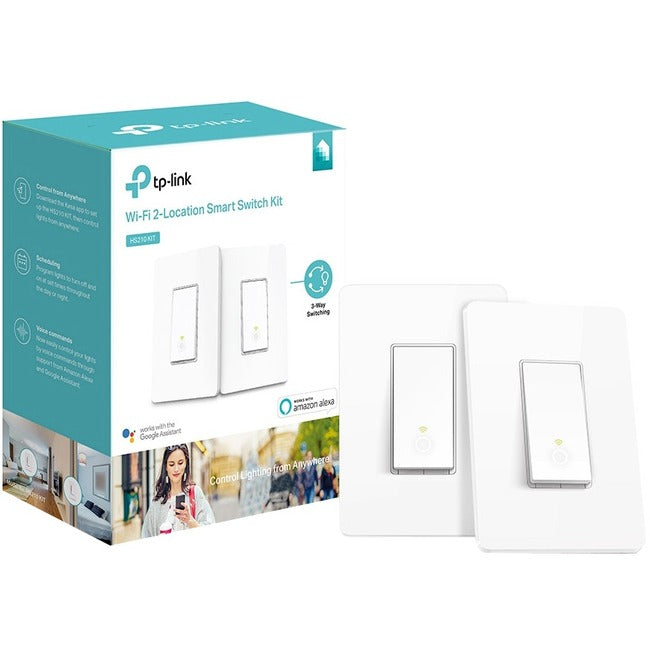 2 Pack Smart Wi-Fi 3-Way Light Switch - Compatible with Alexa & Google Home - Remote Control & Voice Control - Perfect for Living Room, Bedroom & Smart Home Automation