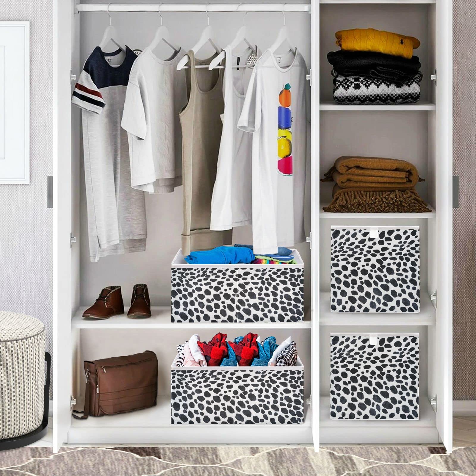 Waterproof Collapsible Fabric Storage Bins with Handles - 11x11x11 Inch Square Closet Organizer Cubes for Nursery, Drawer, Shelves & Cabinet - Perfect for Baby Clothes, Toys & Home Organization