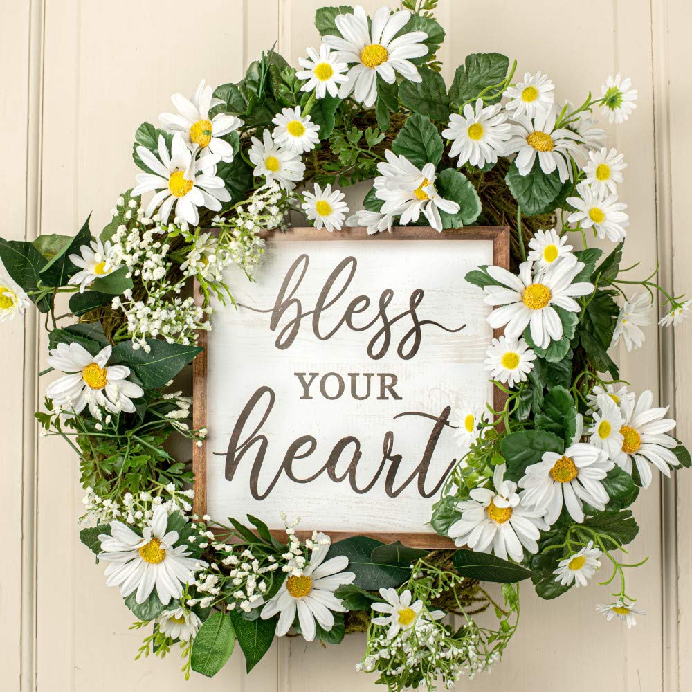 Bless Your Heart Wooden Wall Decor Sign - 10x10 Inch Rustic Farmhouse Style for Kitchen, Front Porch, Fireplace Mantel & Living Room | Funny Home Decor for Thanksgiving, Christmas & Year-Round Display