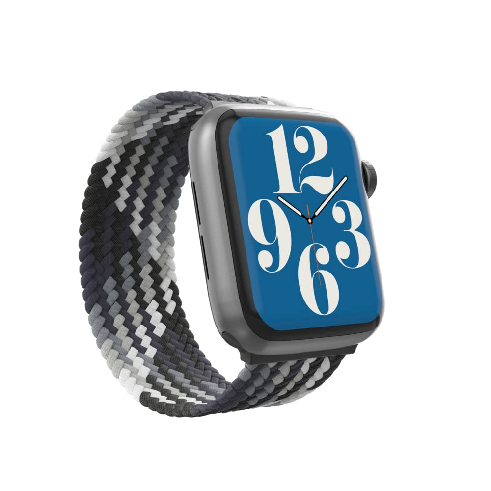 ZAGG Gear4 Braided Stretchy Solo Loop Band for Apple Watch 38mm/40mm/41mm - Medium (MD) - Storm Color - Compatible with iWatch Series 7/6/SE/5/4/3/2/1 - Elastic Sport Strap for Workout, Running & Daily Wear