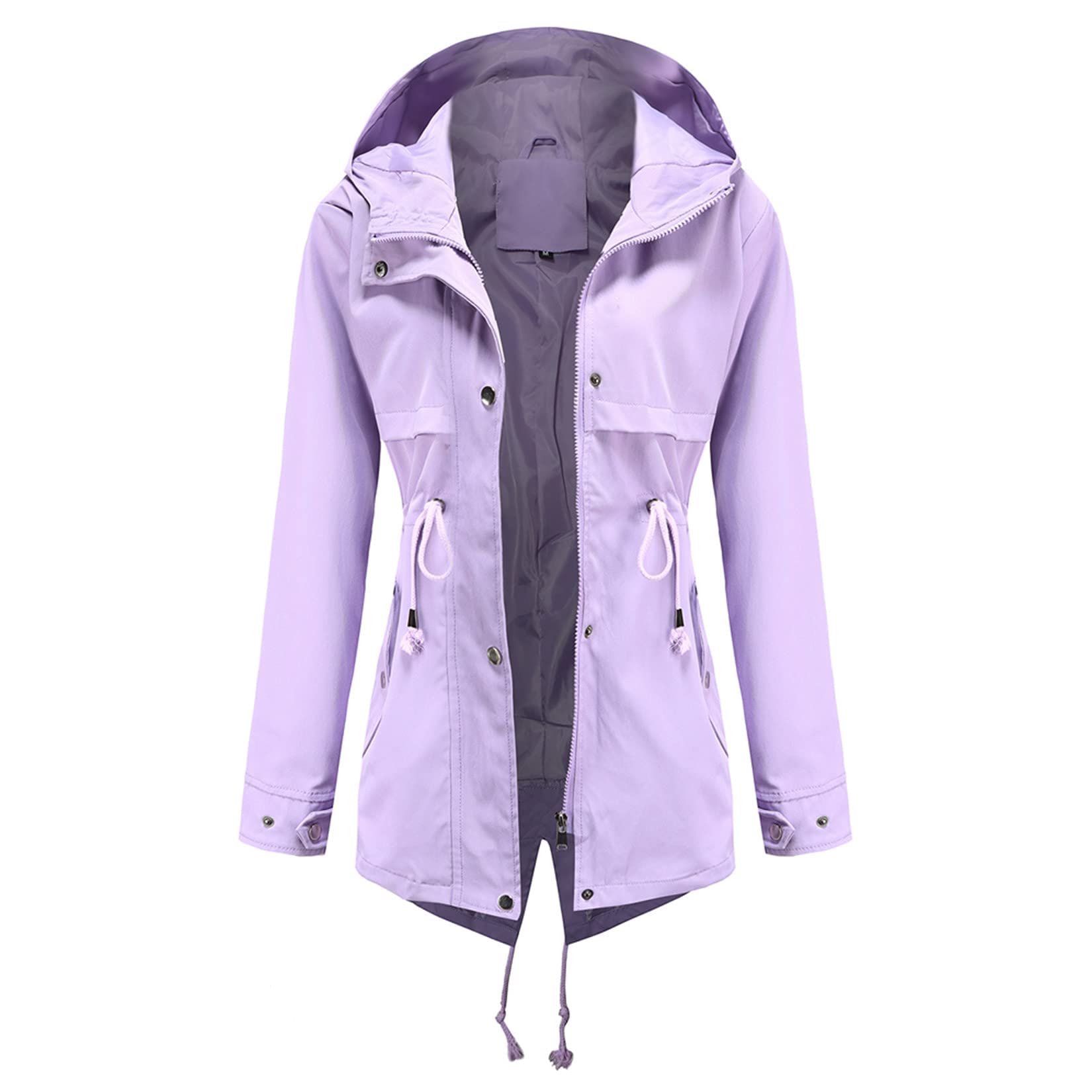 DOSLAVIDA Women's Waterproof Rain Jacket with Hood - Lightweight Windbreaker Trench Coat for Outdoor Activities, Hiking, Commuting & Travel