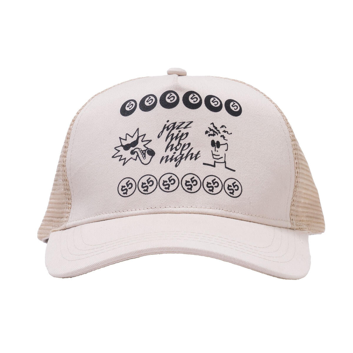555 Soul Ludlow Throw Trucker Hat - Beige Vintage Distressed Baseball Cap for Men & Women - Casual Outdoor, Road Trips, Music Festivals
