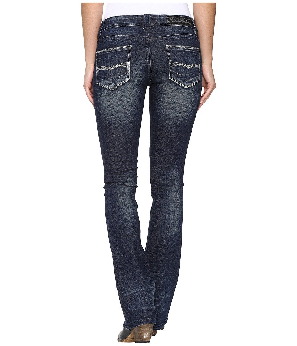 Rock and Roll Cowgirl Women's Rival Bootcut Jeans - Dark Wash Denim (W6-8466) | Western Style, Comfort Fit for Casual Wear & Country Music Events