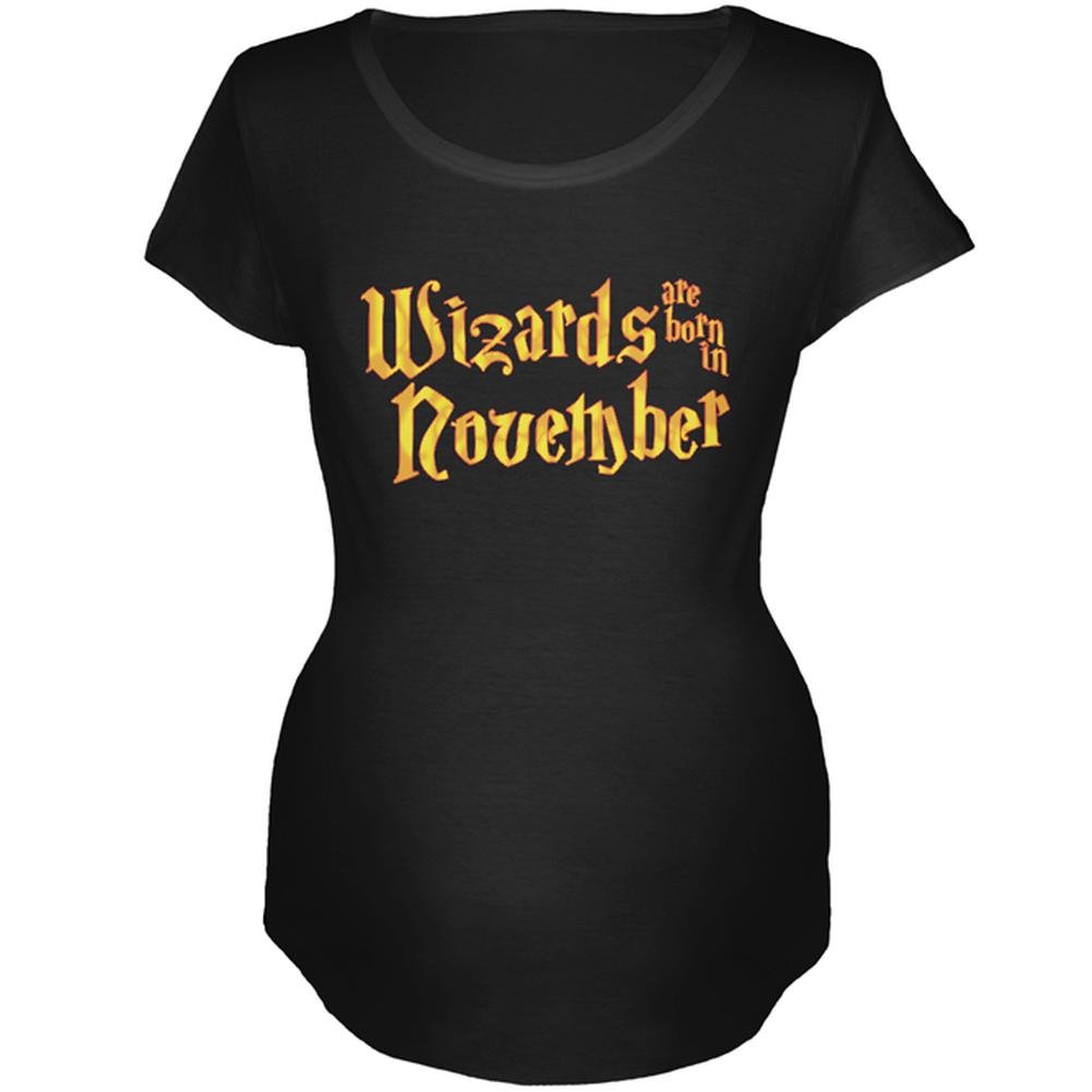 November Birthday Wizard Maternity T-Shirt - Soft Black Cotton Shirt for Pregnant Women - Perfect for Baby Showers & Pregnancy Announcements